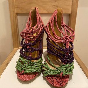 Lightly Worn Strappy Heeled Sandals